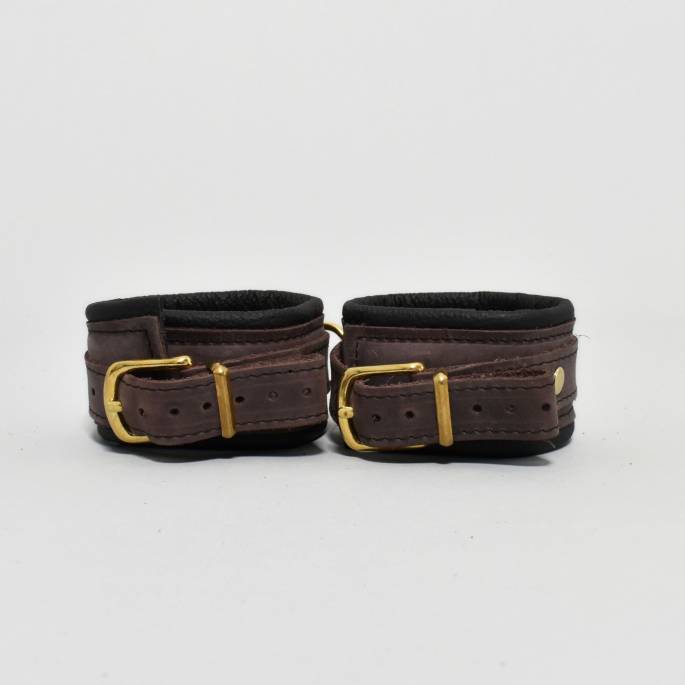 Chevillères cuir marron / doré