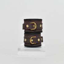 MENOTTES CUIR MARRON / DORÉ