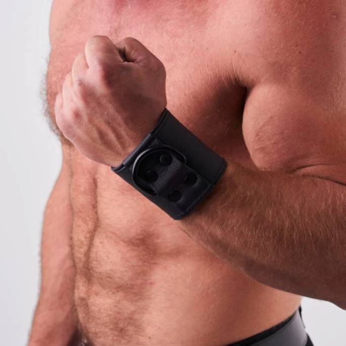 Breites Armband schwarz Schnalle L/XL