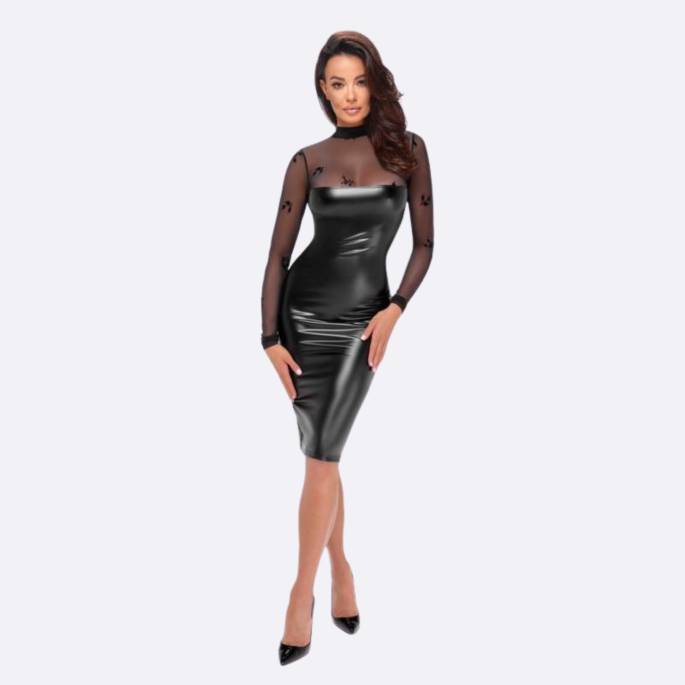 BLEISTIFTKLEID MIT ÄRMELN SCHLEIER