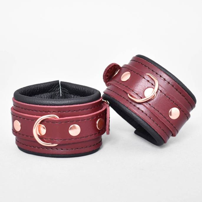 Pack contrainte cuir Burgundy anneau gold rose