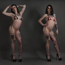 Offener schwarzer Lederbikini