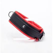 Pack contrainte cuir noir / rouge anneau argent