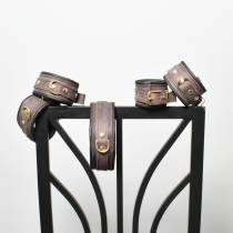 Pack Zwang braunes Leder Ringe Gold