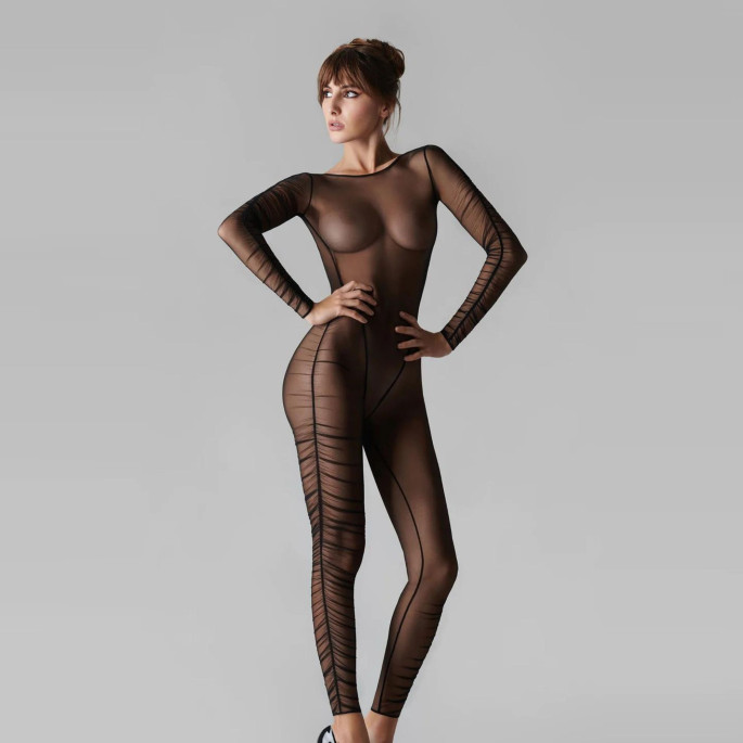 NACHT FAUVE-CATSUIT RÜCKENFREI TÜLL