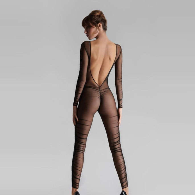 NACHT FAUVE-CATSUIT RÜCKENFREI TÜLL