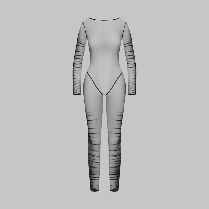 NACHT FAUVE-CATSUIT RÜCKENFREI TÜLL