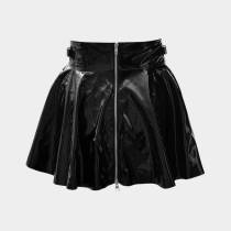 JUPE VINYLE ÉVASÉE+ZIP