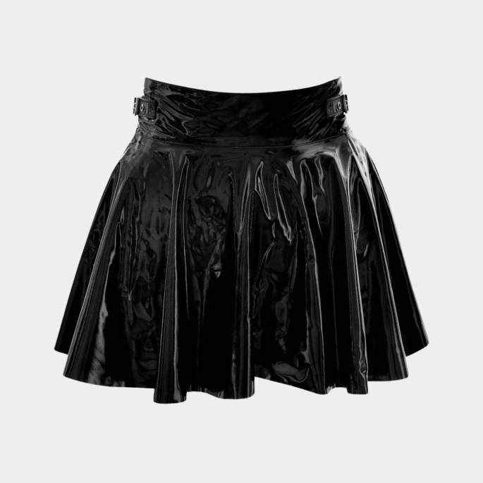 JUPE VINYLE ÉVASÉE+ZIP