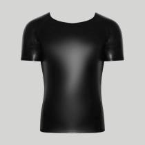 WETLOOK-SHIRT MIT STRUKTURIERTEN SCHULTERN