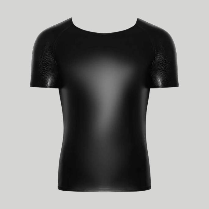 WETLOOK-SHIRT MIT STRUKTURIERTEN SCHULTERN