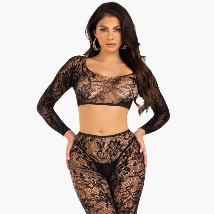 2PCS CROP TOP+LEGGING DENTELLE