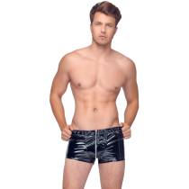 BOXERSHORTS AUS SCHWARZEM VINYL + REISSVERSCHLUSS
