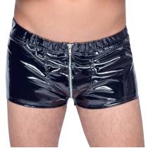 BOXERSHORTS AUS SCHWARZEM VINYL + REISSVERSCHLUSS