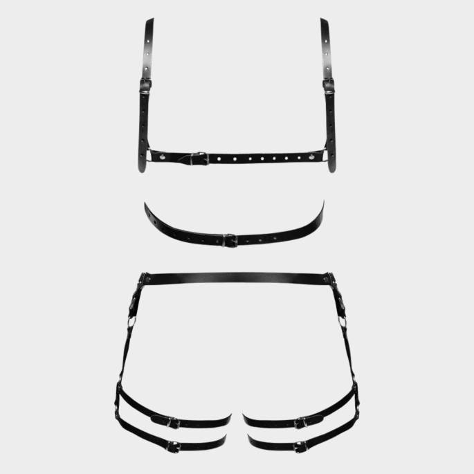 SET HARNAIS CUIR LANIÈRES+ANNEAUX