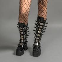 DRAKO-BOTTINES VINYLE BOUCLES MÉTAL