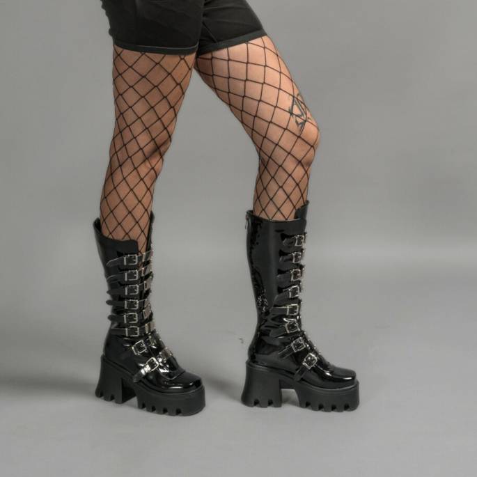 DRAKO-BOTTINES VINYLE BOUCLES MÉTAL