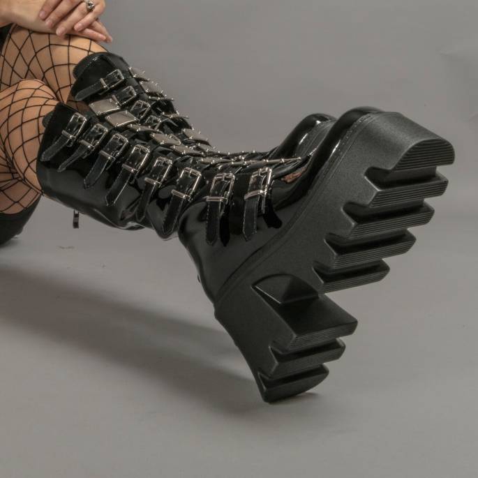 DRAKO-BOTTINES VINYLE BOUCLES MÉTAL