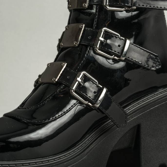 DRAKO-BOTTINES VINYLE BOUCLES MÉTAL