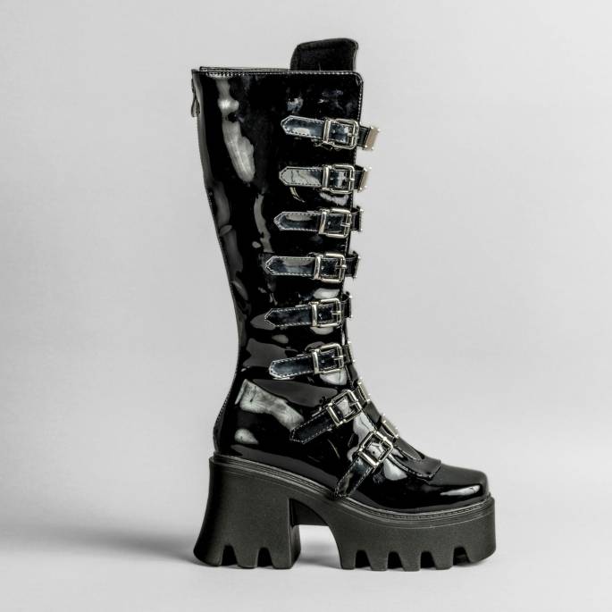 DRAKO-BOTTINES VINYLE BOUCLES MÉTAL