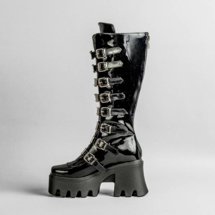 DRAKO-BOTTINES VINYLE BOUCLES MÉTAL