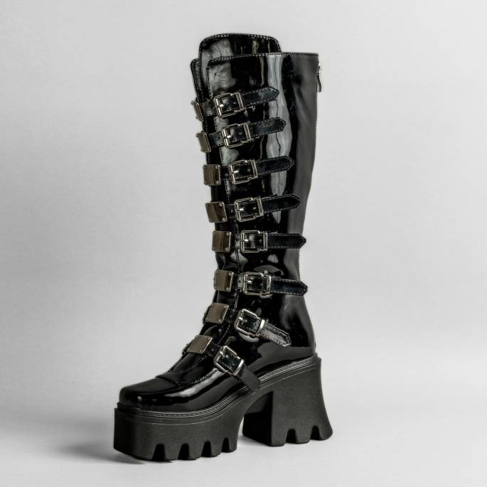 DRAKO-BOTTINES VINYLE BOUCLES MÉTAL