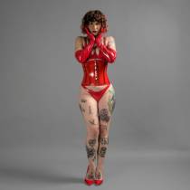 SERRE-TAILLE VINYLE ROUGE TRANSP