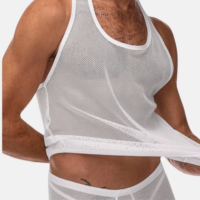 DÉBARDEUR RÉSILLE BLANC