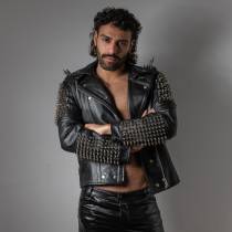 VESTE CUIR ROCK HOMME : TAILLE L