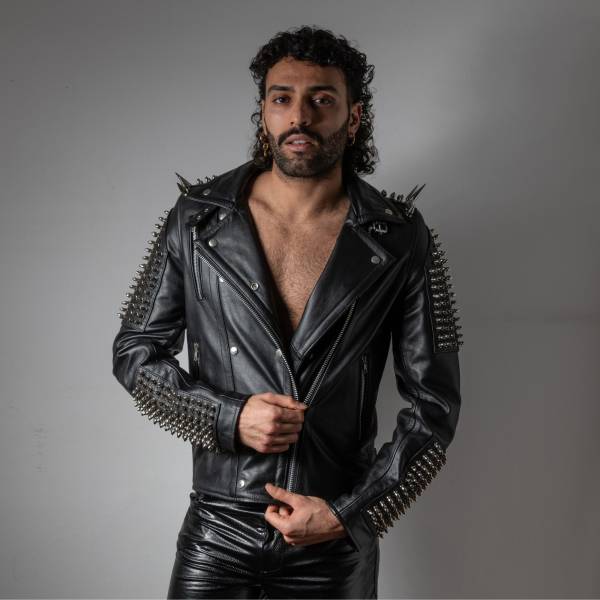 VESTE CUIR ROCK HOMME