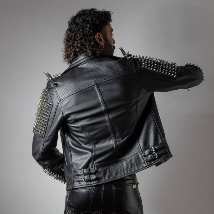 VESTE CUIR ROCK HOMME : TAILLE L