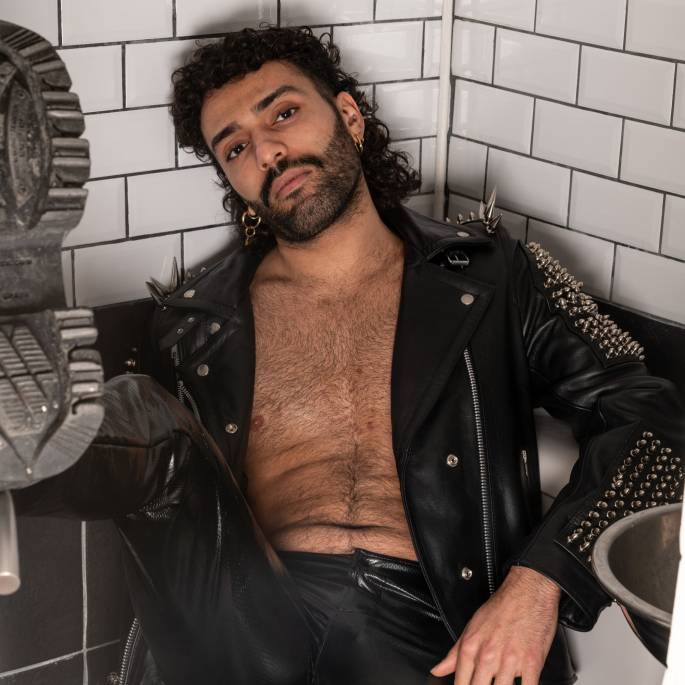 VESTE CUIR ROCK HOMME : TAILLE L