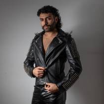 VESTE CUIR ROCK HOMME : TAILLE L