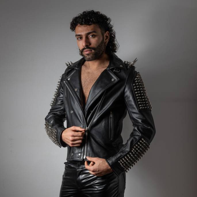 VESTE CUIR ROCK HOMME : TAILLE L