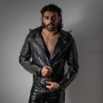 VESTE CUIR ROCK HOMME : TAILLE L