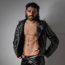 VESTE CUIR ROCK HOMME : TAILLE L