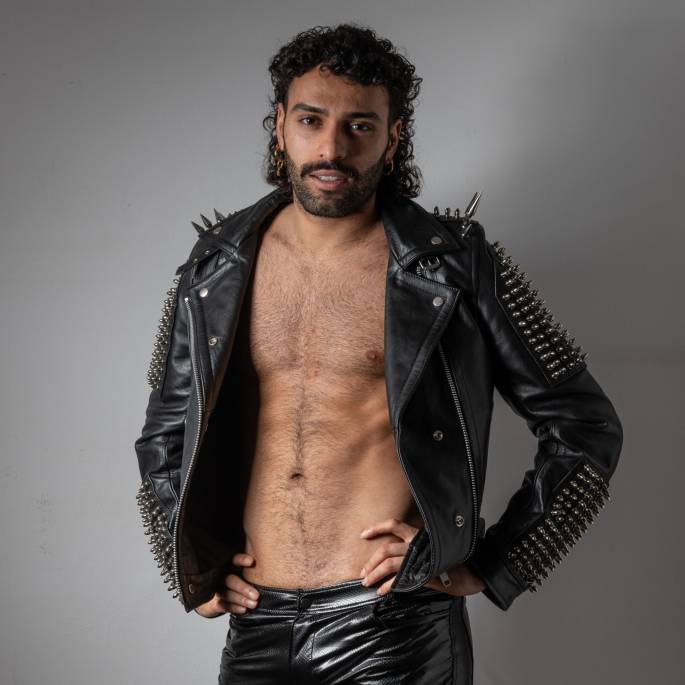 VESTE CUIR ROCK HOMME : TAILLE L