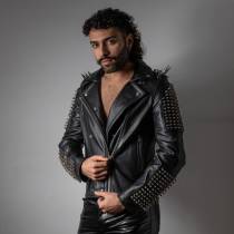 VESTE CUIR ROCK HOMME : TAILLE L