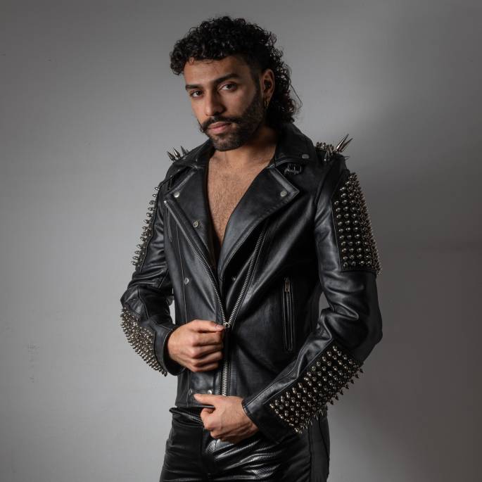 VESTE CUIR ROCK HOMME : TAILLE L