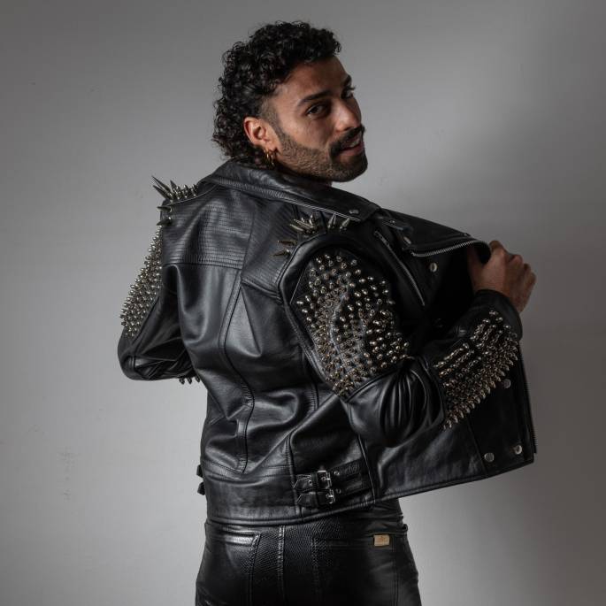 VESTE CUIR ROCK HOMME : TAILLE L