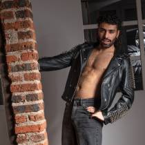 VESTE CUIR ROCK HOMME : TAILLE L