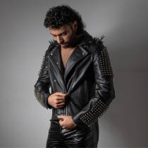 VESTE CUIR ROCK HOMME : TAILLE L