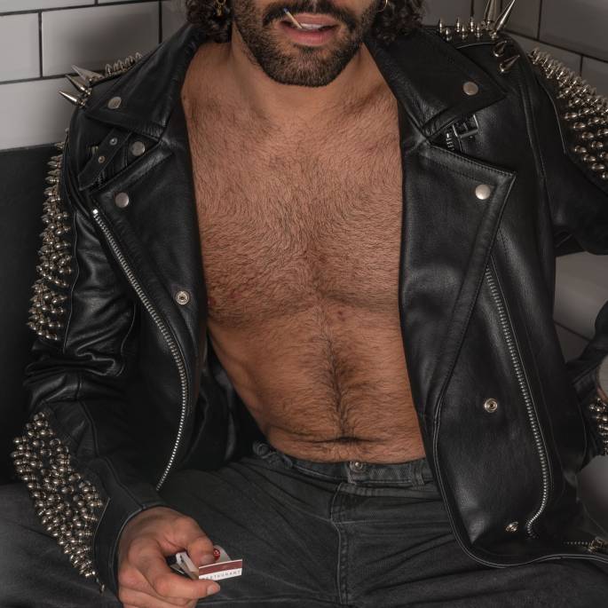 VESTE CUIR ROCK HOMME : TAILLE L