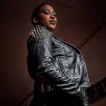 VESTE CUIR ROCK FEMME T.M