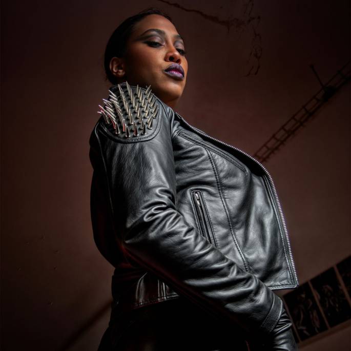 VESTE CUIR ROCK FEMME T.M