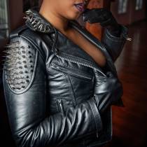 VESTE CUIR ROCK FEMME T.M