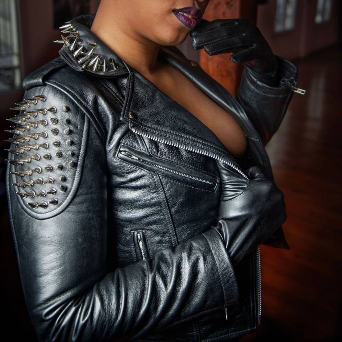 VESTE CUIR ROCK FEMME T.M