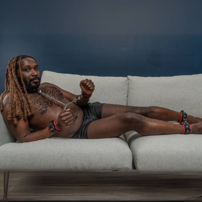 Pack contrainte cuir noir / rouge anneau argent