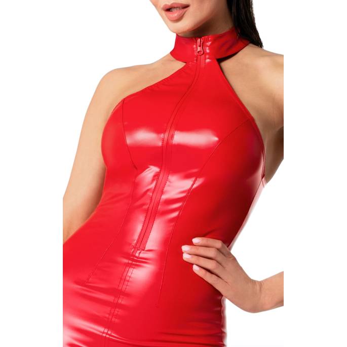 ROBE WETLOOK ROUGE+ZIP