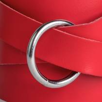 Menottes lanières cuir rouge & anneau